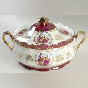 Gold and Burgundy Porcelain Tureen